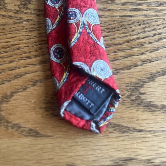 Robert Talbott Best Of Class 100% Silk Neck Tie Red Gold Swirl Design Elegant - Picture 7 of 8